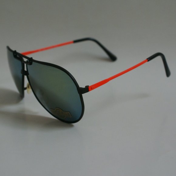 NWT True Vintage 90s Classic Aviator Pilot style w/Neon orange temple sunglasses - Picture 2 of 4